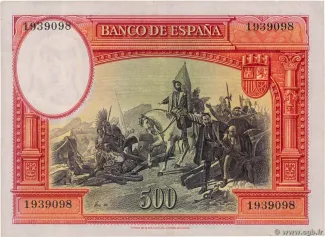 Spain 500 Pesetas, 1935 reverse