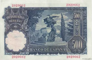 Spain 500 Pesetas, 1951 reverse