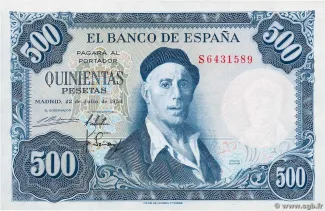 Spain 500 Pesetas, 1954 obverse