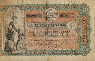 Spain 50 Escudos, 1866 obverse