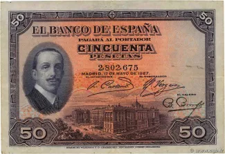 Spain 50 Pesetas, 1927-1931 obverse