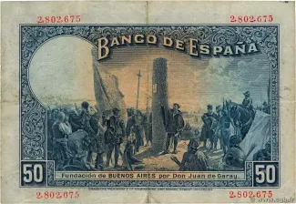 Spain 50 Pesetas, 1927-1931 reverse