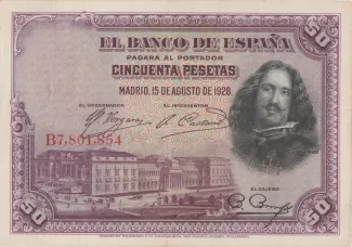 Spain 50 Pesetas, 1928 obverse