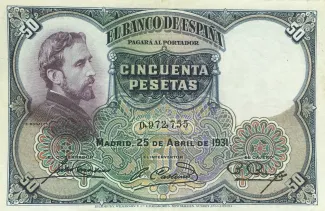 Spain 50 Pesetas, 1931 obverse