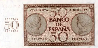 Spain 50 Pesetas, 1936 reverse
