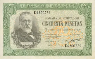 Spain 50 Pesetas, 1940 obverse