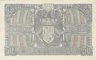 Spain 50 Pesetas, 1940 reverse