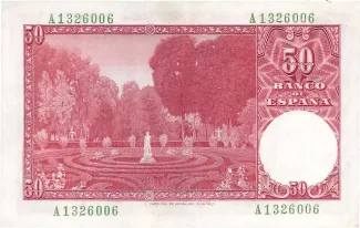 Spain 50 Pesetas, 1951 reverse