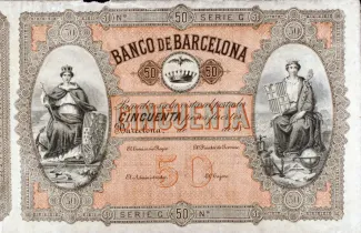 Spain 50 Pesos Fuertes, 1868 obverse