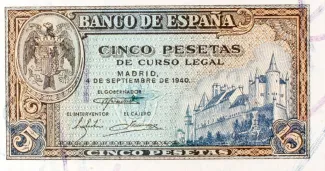 Spain 5 Pesetas, 1940 obverse