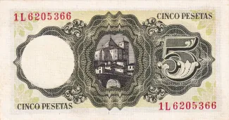 Spain 5 Pesetas, 1951 reverse