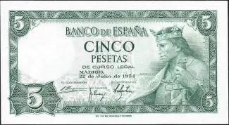 Spain 5 Pesetas, 1954 obverse