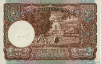 Sri Lanka 5 Rupees - George VI, 1941-1949 reverse