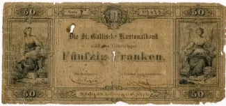 St. Gallen 50 Francs, 1871 image