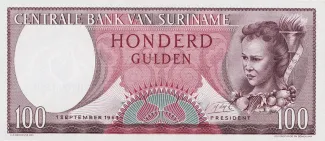 Suriname 100 Gulden, 1963 image