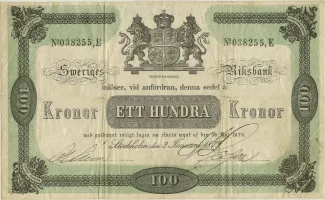 Sweden 100 Kronor, 1879 image