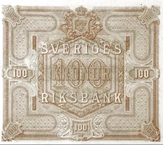 Sweden 100 Kronor, 1880-1898 reverse