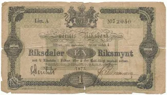 Sweden 1 Riksdaler, 1873 image