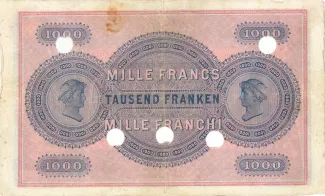 Switzerland 1.000 Francs 1st, 1907 reverse