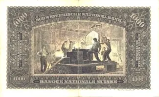 Switzerland 1.000 Francs 2nd, 1910-1917 reverse