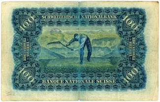 Switzerland 100 Francs 2nd, 1910-1920 reverse