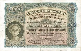 Switzerland 100 Francs 2nd, 1923 image
