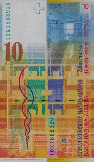 Switzerland 10 Francs 8th, 1995-2013 reverse