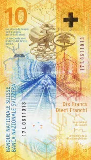 Switzerland 10 Francs 9th, 2016-2017 reverse