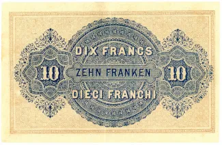 Switzerland 10 Francs, 1914 reverse