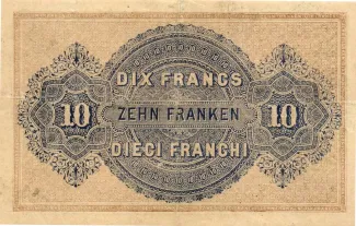 Switzerland 10 Francs, 1914 reverse