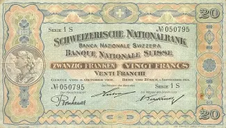 Switzerland 20 Francs 2nd, 1922 image