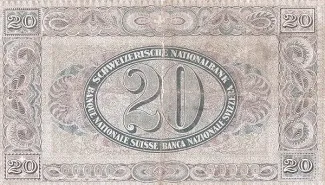 Switzerland 20 Francs 2nd, 1922 reverse