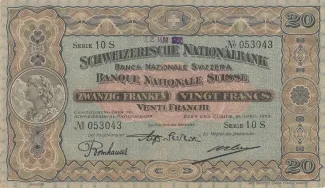 Switzerland 20 Francs 2nd, 1929 image