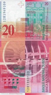 Switzerland 20 Francs 8th, 1994-2014 reverse