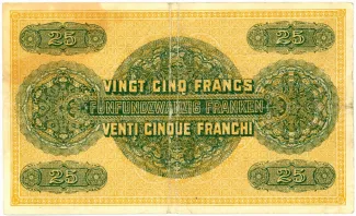 Switzerland 25 Francs, 1914 reverse