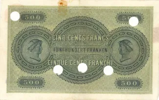 Switzerland 500 Francs 1st, 1907 reverse