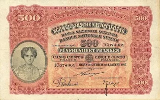 Switzerland 500 Francs 2nd, 1917 image