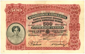 Switzerland 500 Francs 2nd, 1923 image