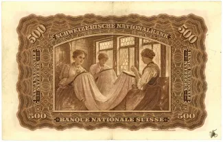 Switzerland 500 Francs 2nd, 1923 reverse