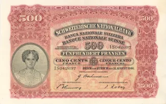 Switzerland 500 Francs 2nd, 1949 image