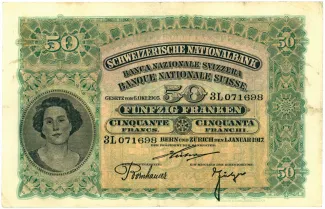 Switzerland 50 Francs 2nd, 1920 image