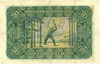 Switzerland 50 Francs 2nd, 1910-1920 reverse