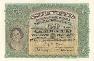 Switzerland 50 Francs 2nd, 1955 image