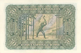 Switzerland 50 Francs 2nd, 1924-1955 reverse