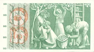 Switzerland 50 Francs 5th, 1955-1958 reverse