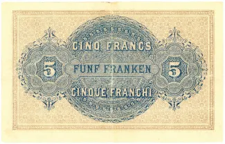 Switzerland 5 Francs, 1914 reverse