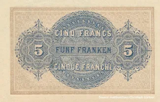 Switzerland 5 Francs, 1914 reverse