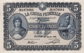 Switzerland 5 Francs, 1914 image