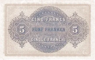 Switzerland 5 Francs, 1914 reverse