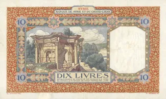 Syria 10 Livres, 1925-1930 reverse